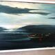 Marine painting oil on panel lake view - 1962