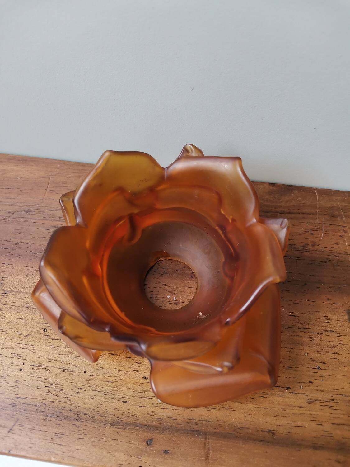 Vintage molded glass lamp globe amber flower shape hanging lamp