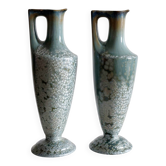 Pair of Sarreguemines vases with crystal glazes