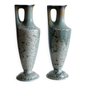 Paire de vases Sarreguemines emaux cristallisés