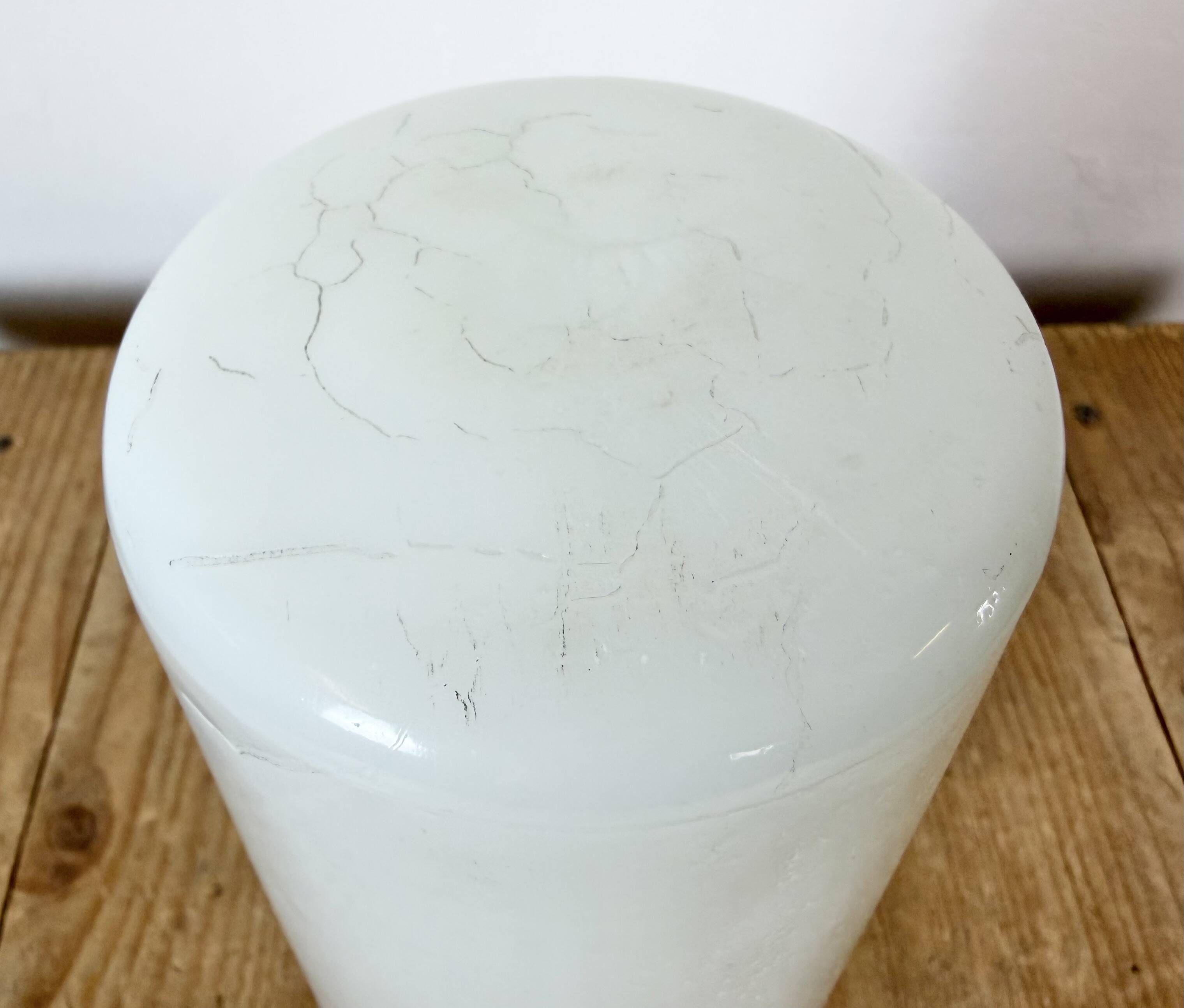 Vintage White Porcelain Ceiling Light with Milk Glass, 1970s