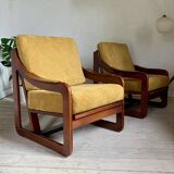 Yellow velvet sled chairs