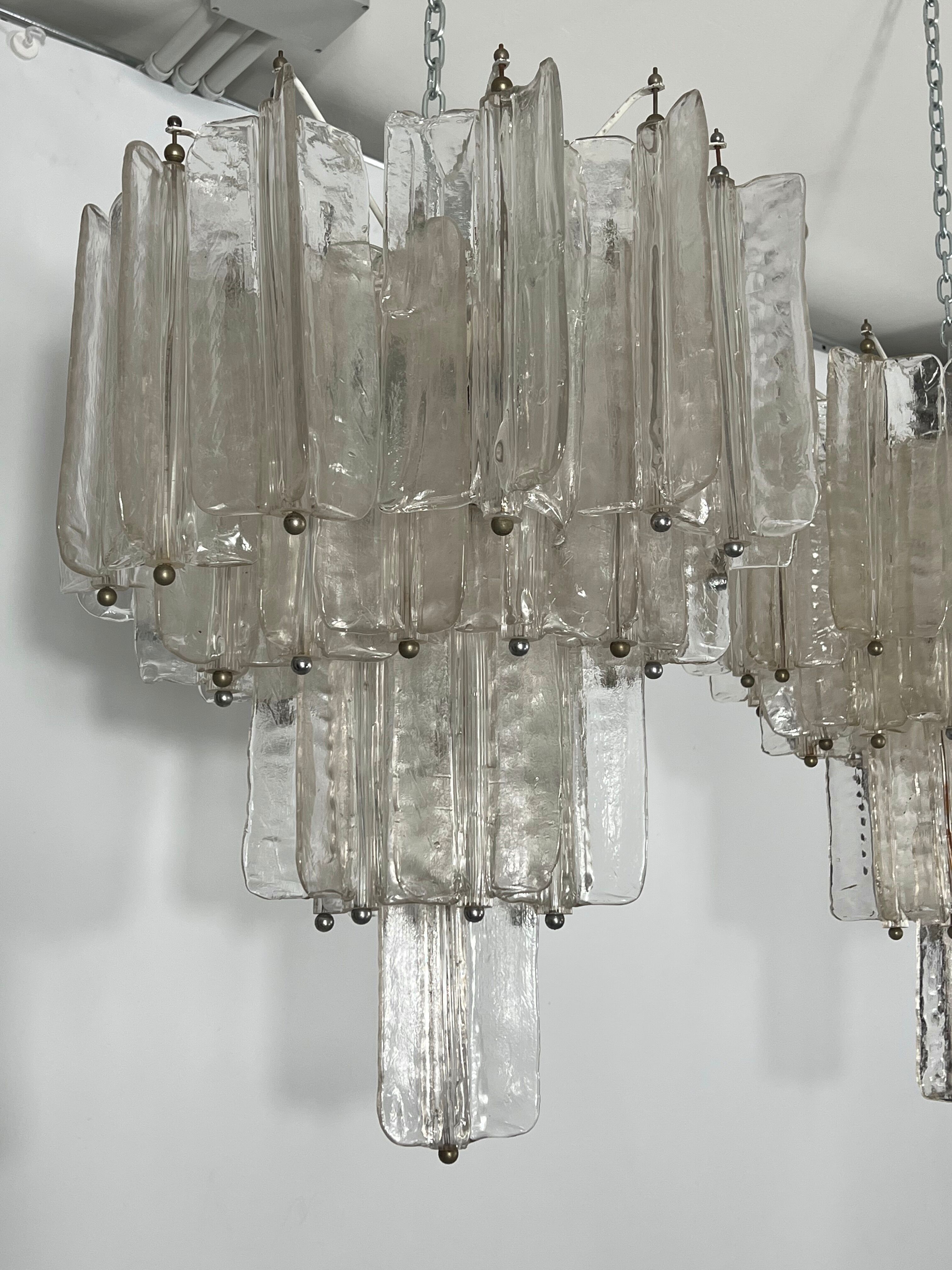Pair of Murano glass chandeliers by Toni Zuccheri for Venini