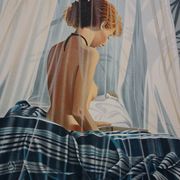 Nadine LE PRINCE: Undressed under the mosquito net, original signed lithograph
