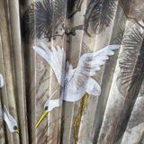 Grand éventail Art Déco grues et Amour en cage