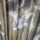 Large Art Deco fan with cranes and cupids in a cage