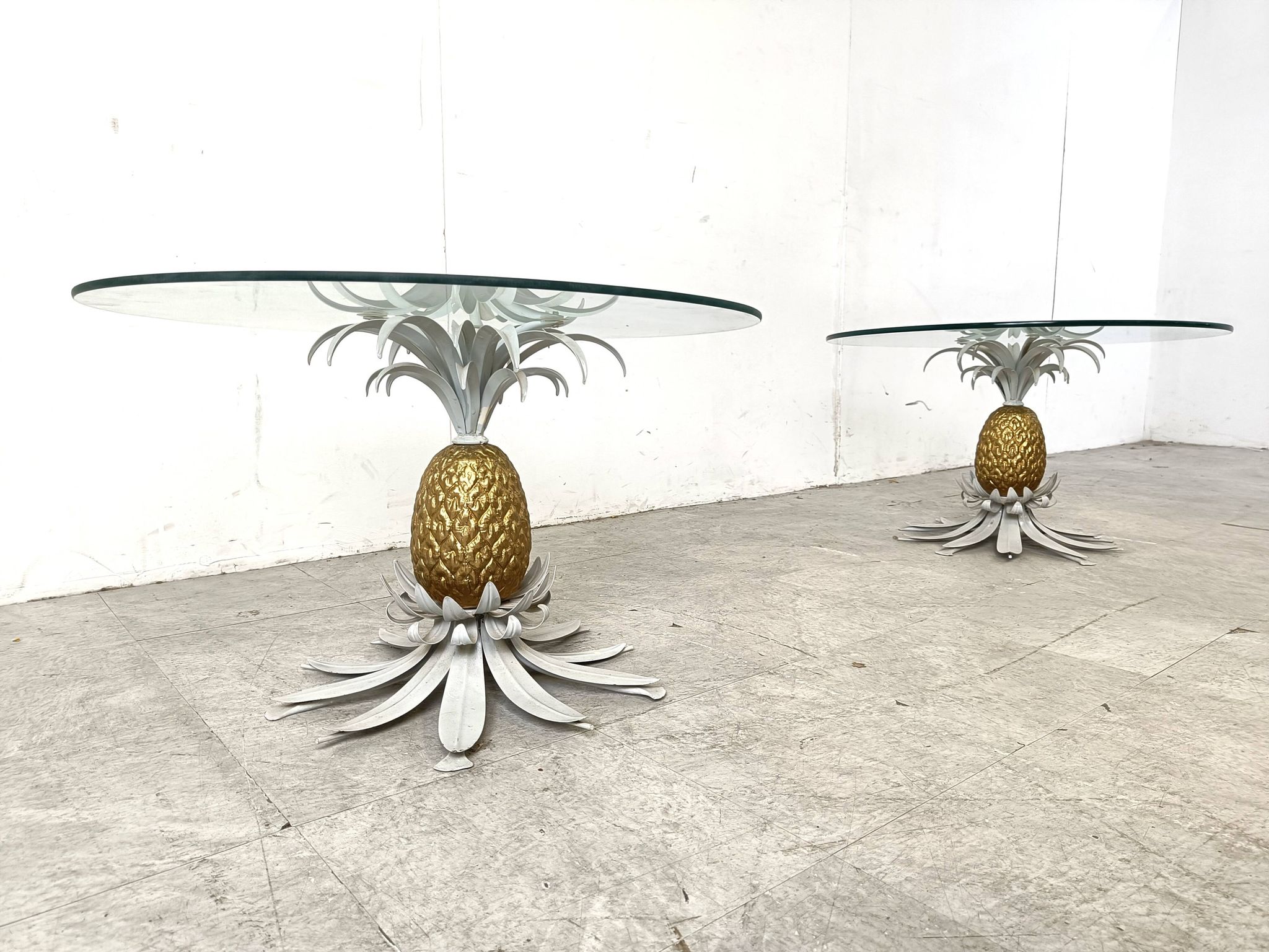 Pair of Hans Kögl pineapple side tables, 1960s
