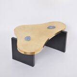 Etched Brass coffee table with Agathe Stones in the style of Lova Creation