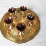 Caviar service in brass and blown glass