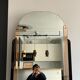Art deco mirror, pink and black mirror pillar, France 1930