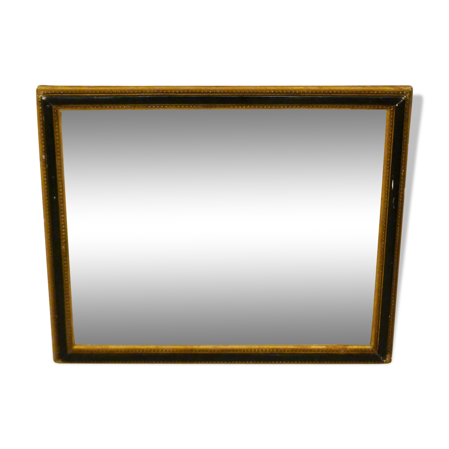Miroir noir et frises de perles dorées - 42x42cm