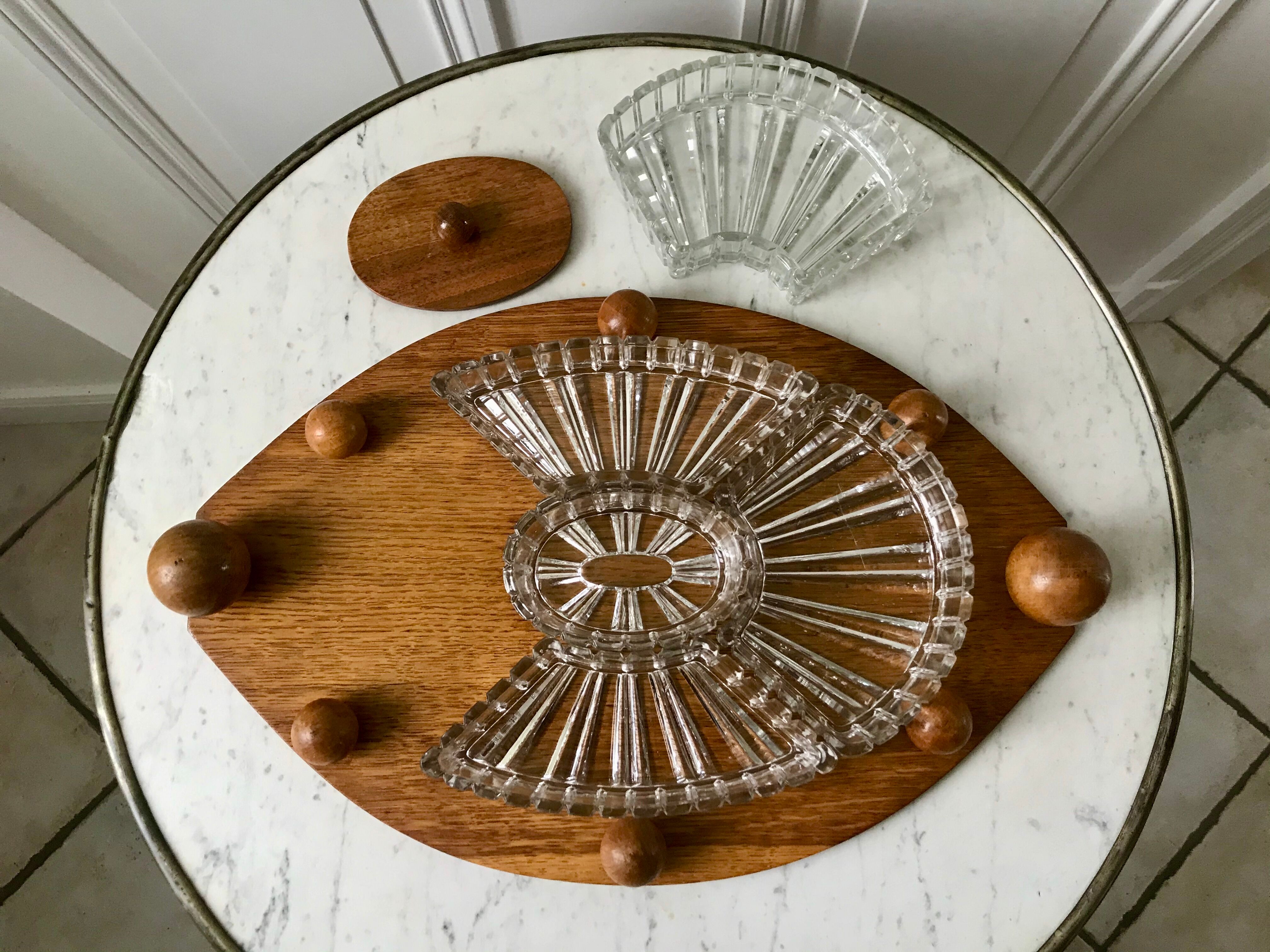Wooden top and art deco glass 30s