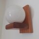 Pair of sconces in solid pine and white opaline
