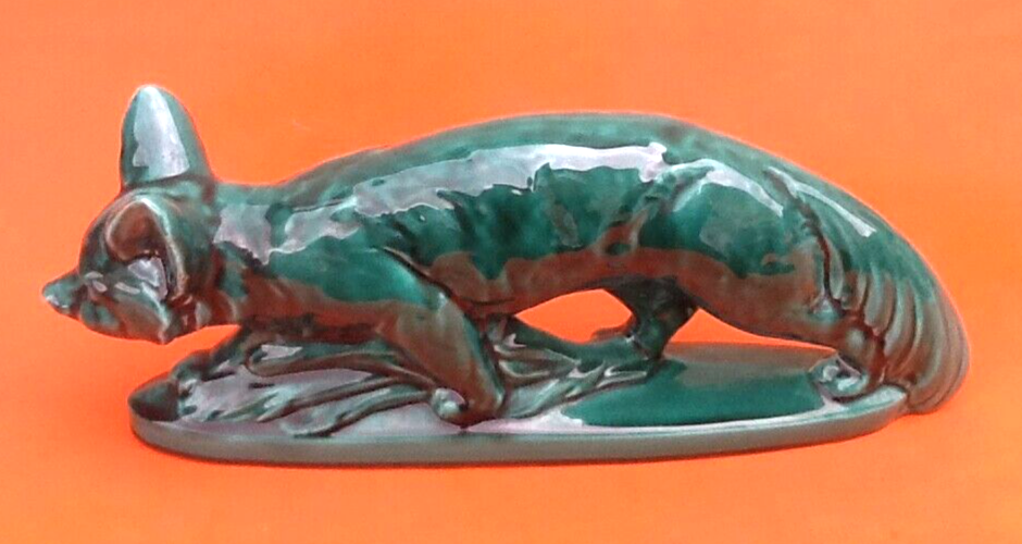 Art deco zoomorphic sculpture glazed ceramics n° 928 fox