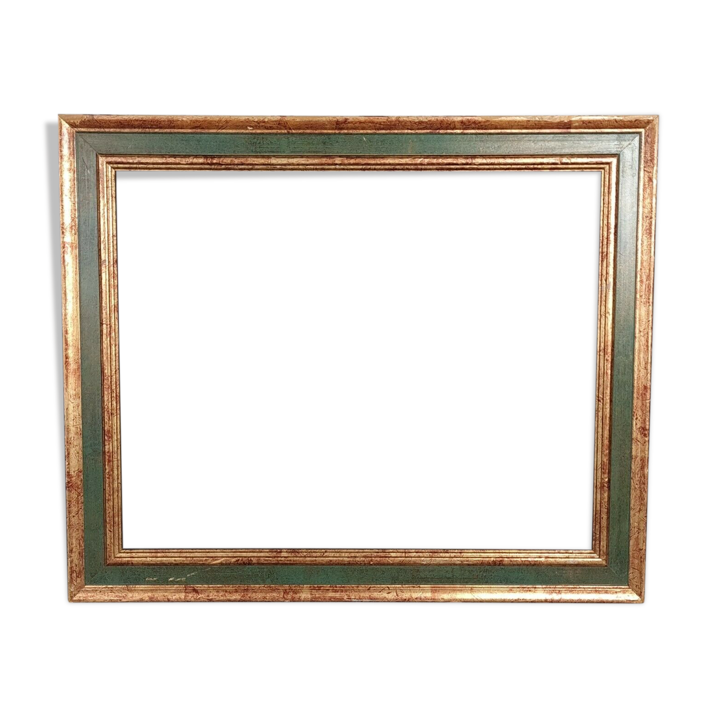 Italian frame patinated gilded wood 36x29,5 foliage 30x24 cm SB