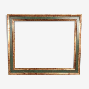 Italian frame patinated gilded wood 36x29,5 foliage 30x24 cm SB