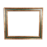 Cadre italien bois doré patiné 36x29,5 feuillure 30x24 cm SB