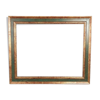 Italian frame patinated gilded wood 36x29,5 foliage 30x24 cm SB