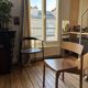 Takt Cross Chair in oiled oak with cognac leather seat