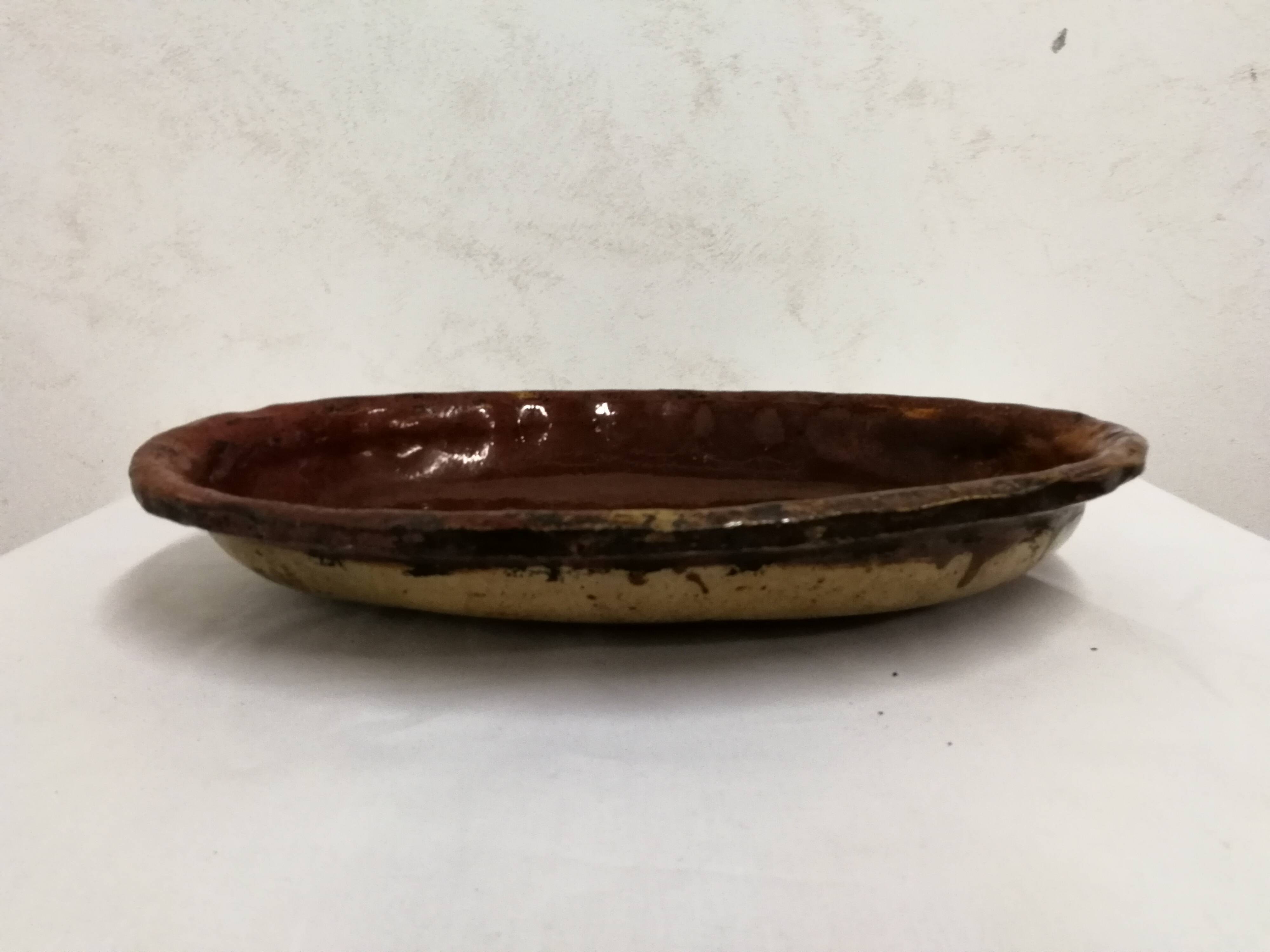 Old Dish In glazed gadrooned terracotta
