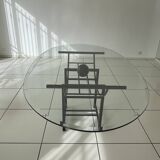 Glass top table and marble ball