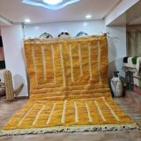 Moroccan Beni Ouarain Handwoven Rug - Golden Yellow, 100% Wool,