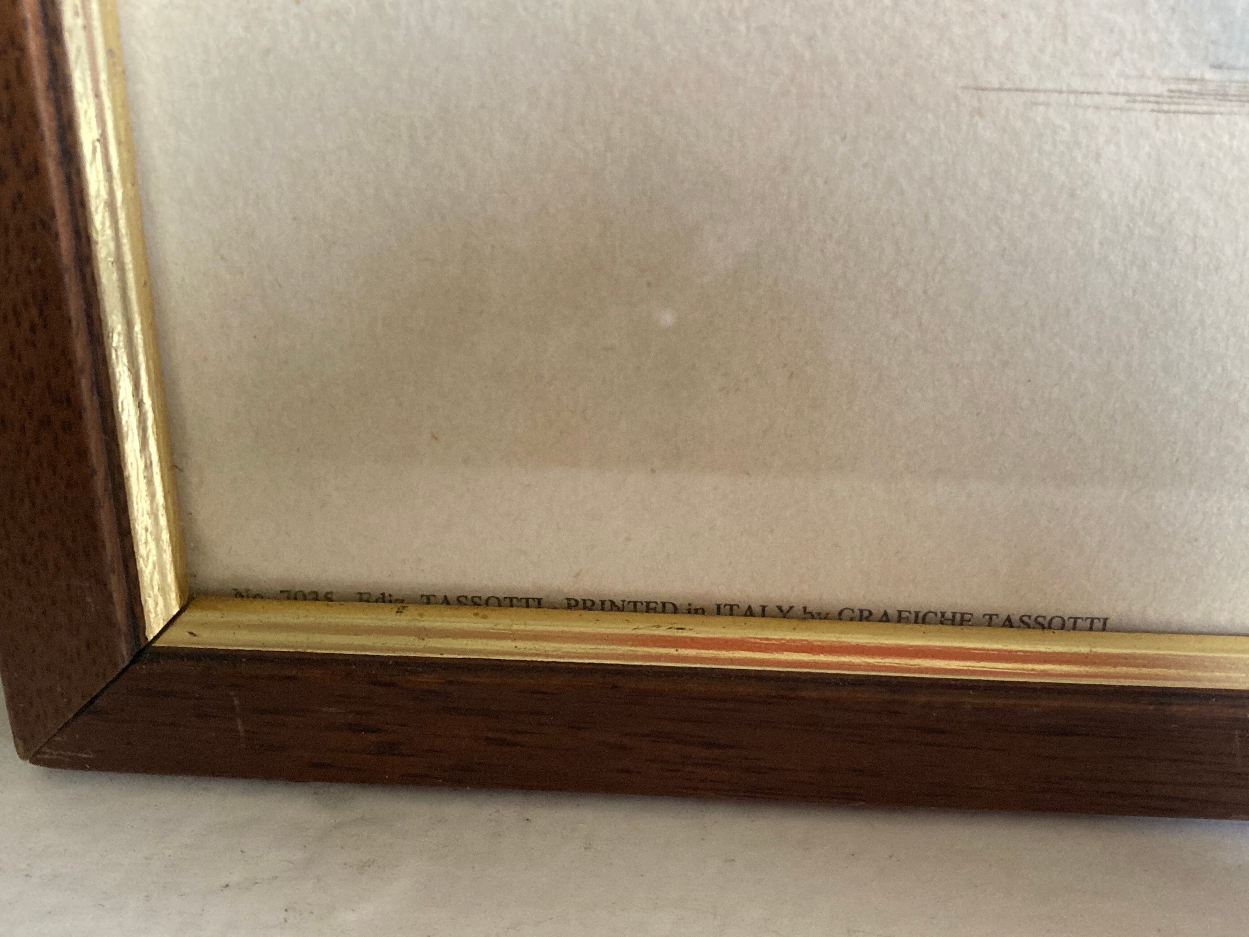 Antique engraving of duck wooden and gilded frame