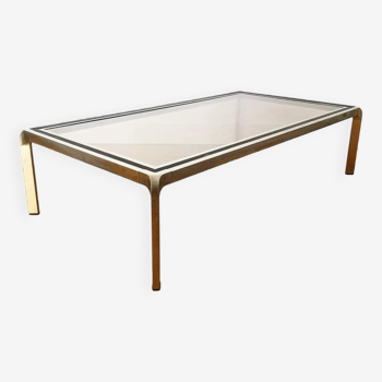 70 coffee table in smoked glass and brass structure