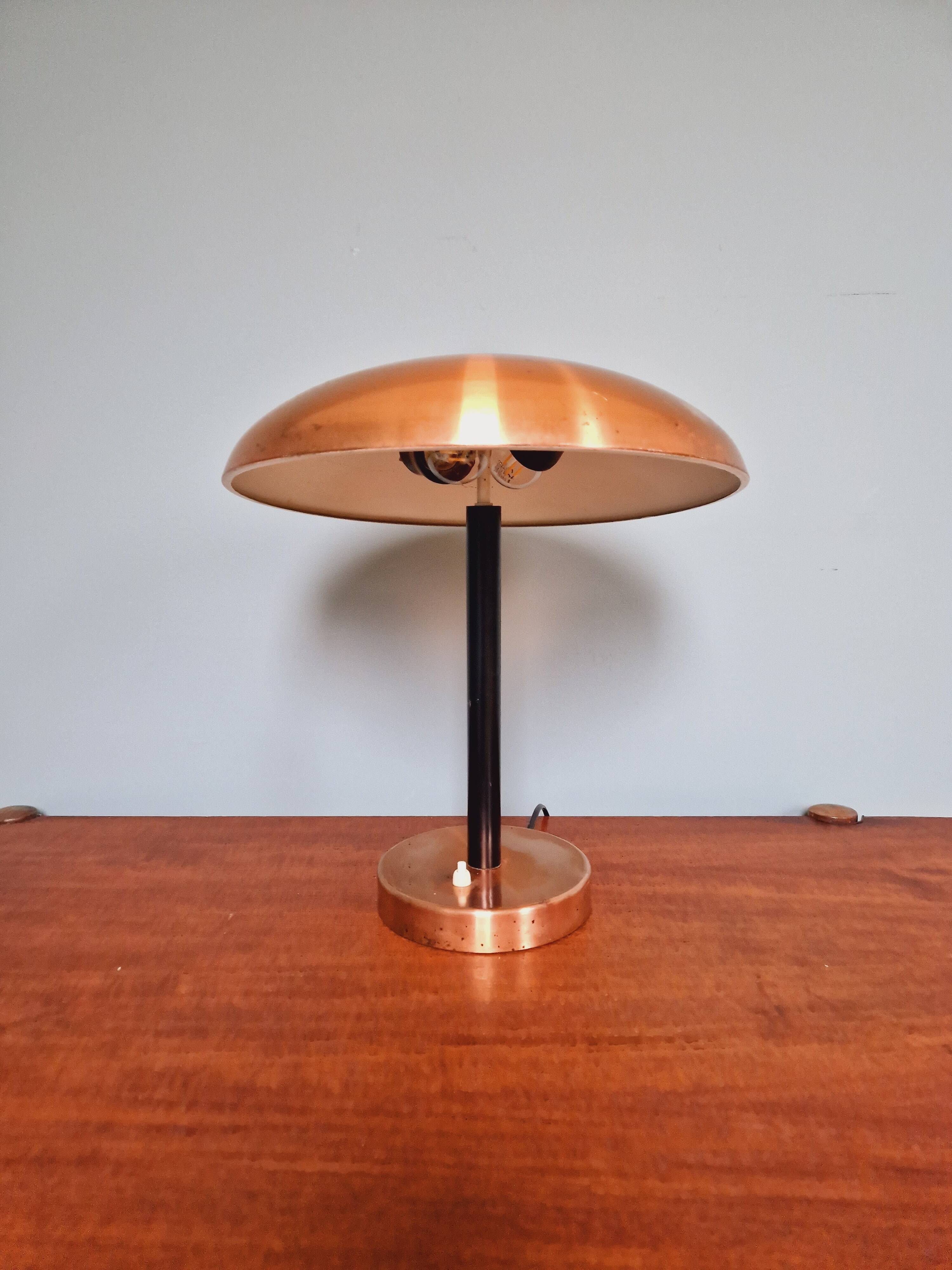 Large copper desk lamp, 1950s