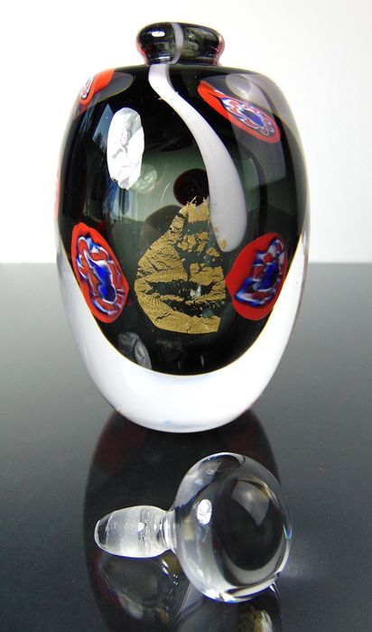 Maxence Parot - Unique Opaline and Gold Color Transparency Bottle - Glass