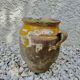 Old candied pot in yellow glazed terracotta XIX century