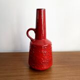 Montanus & Remy 56/25 Vase rouge-orange, céramique de lave grasse allemande rétro