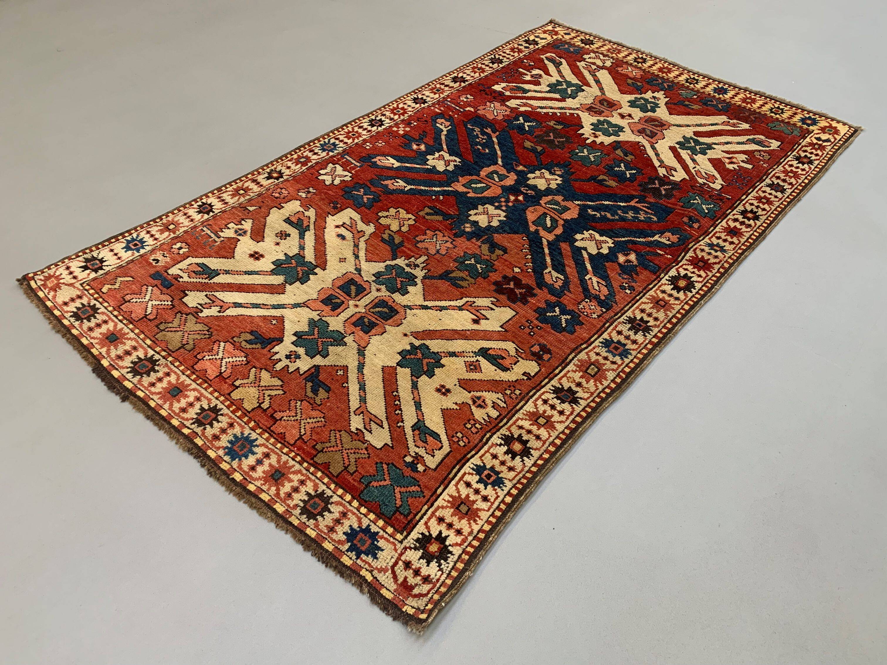 Caucasian Adler, Eagle Kazak Rug 190x113 cm vintage tribal carpet