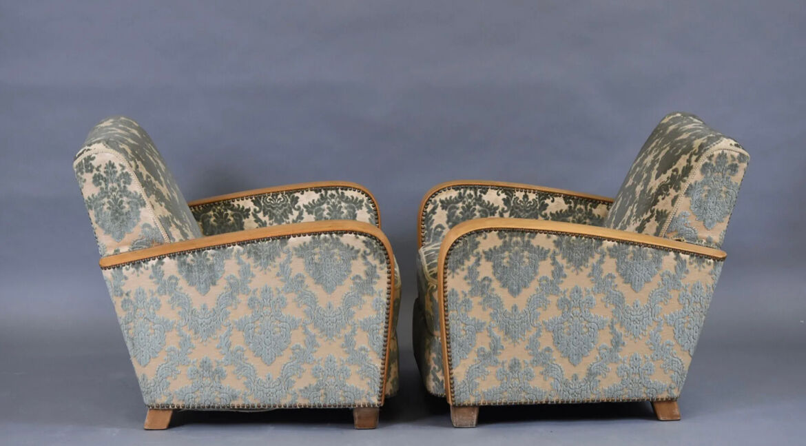Paire de fauteuils clubs art déco