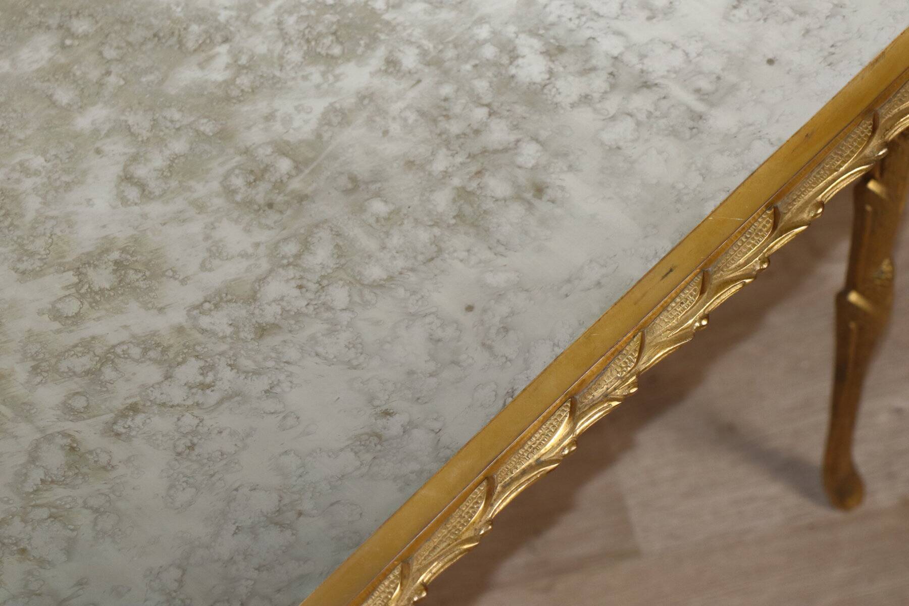 Maison Baguès coffee table in gilded bronze and aged mirror – 1950s
