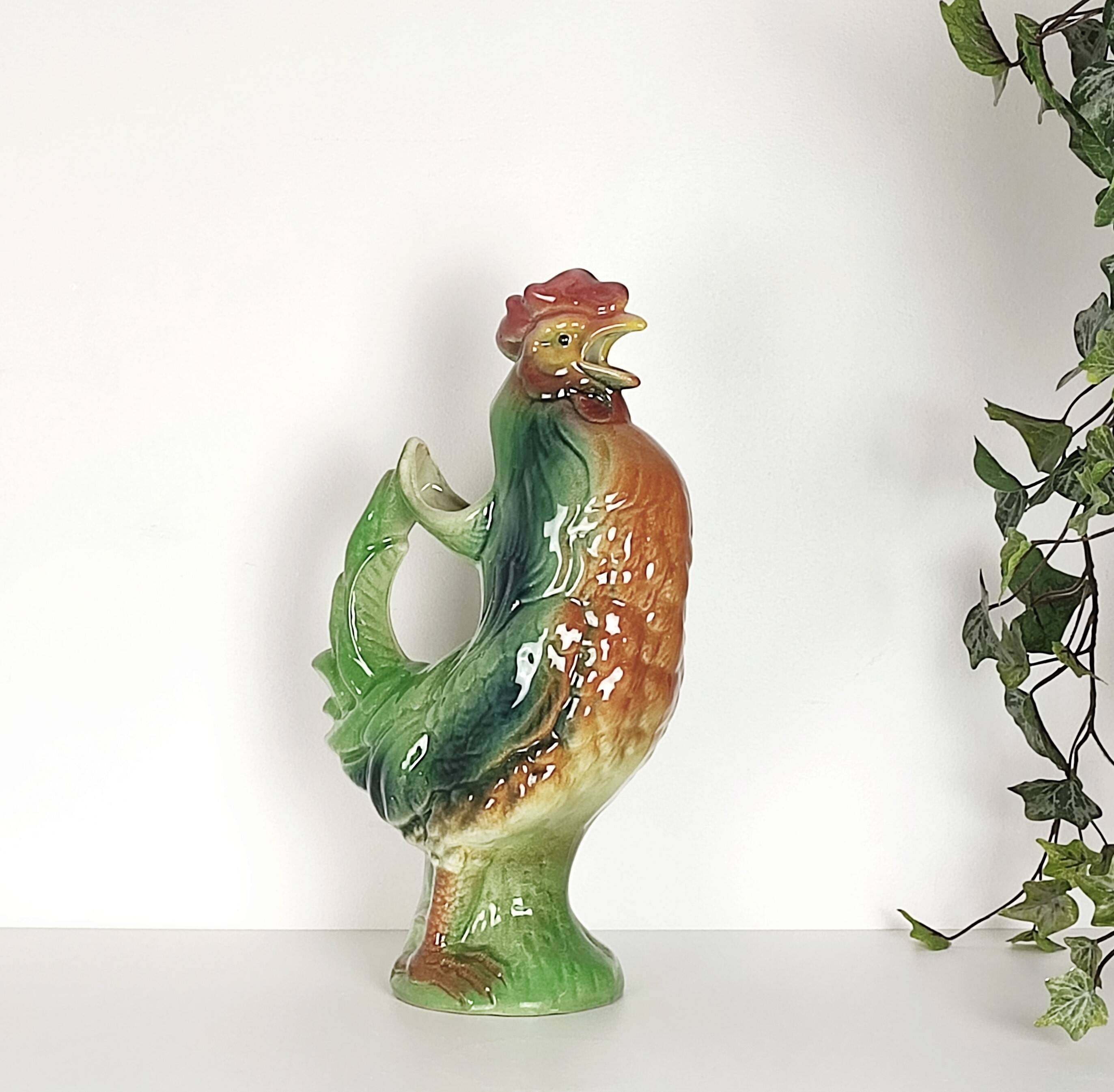 Pichet coq en barbotine