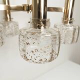 5-branch chandelier in gold and blown glass with gold sequins, 1960