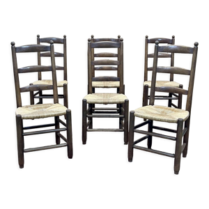 Série de 6 chaises brutalistes - 1950