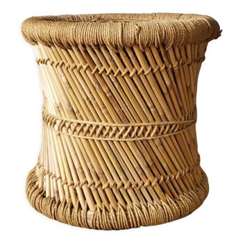 Rattan stool and braided rope 60s