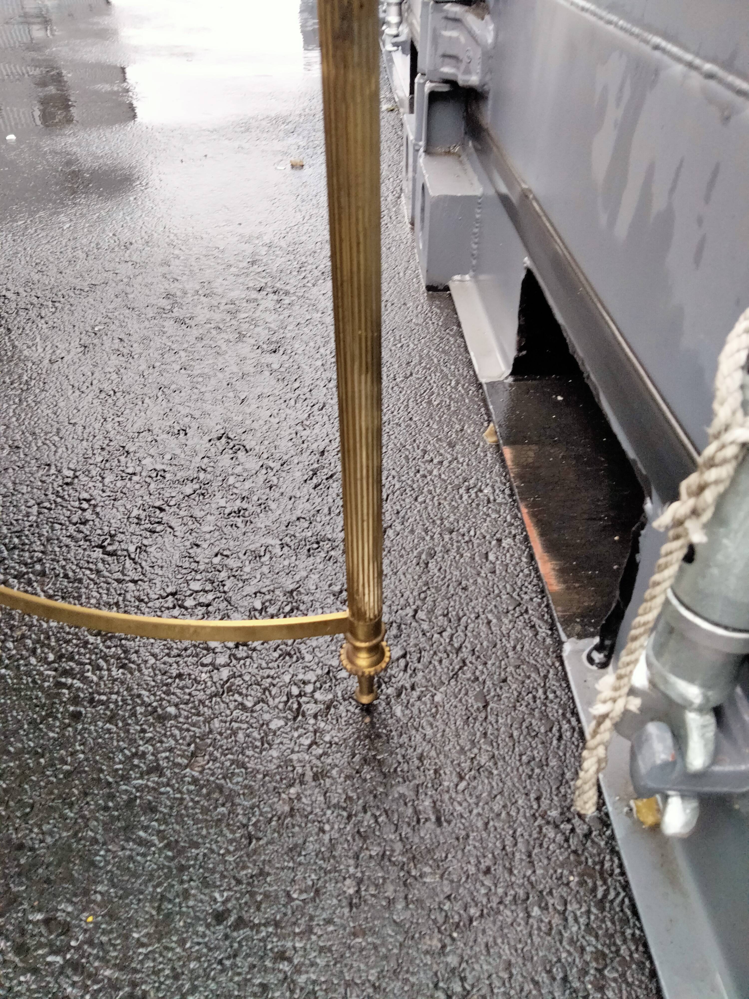 Old vintage gilded side table with marble top