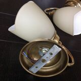 Pair of brass and opaline opaline sconces in art deco style granite