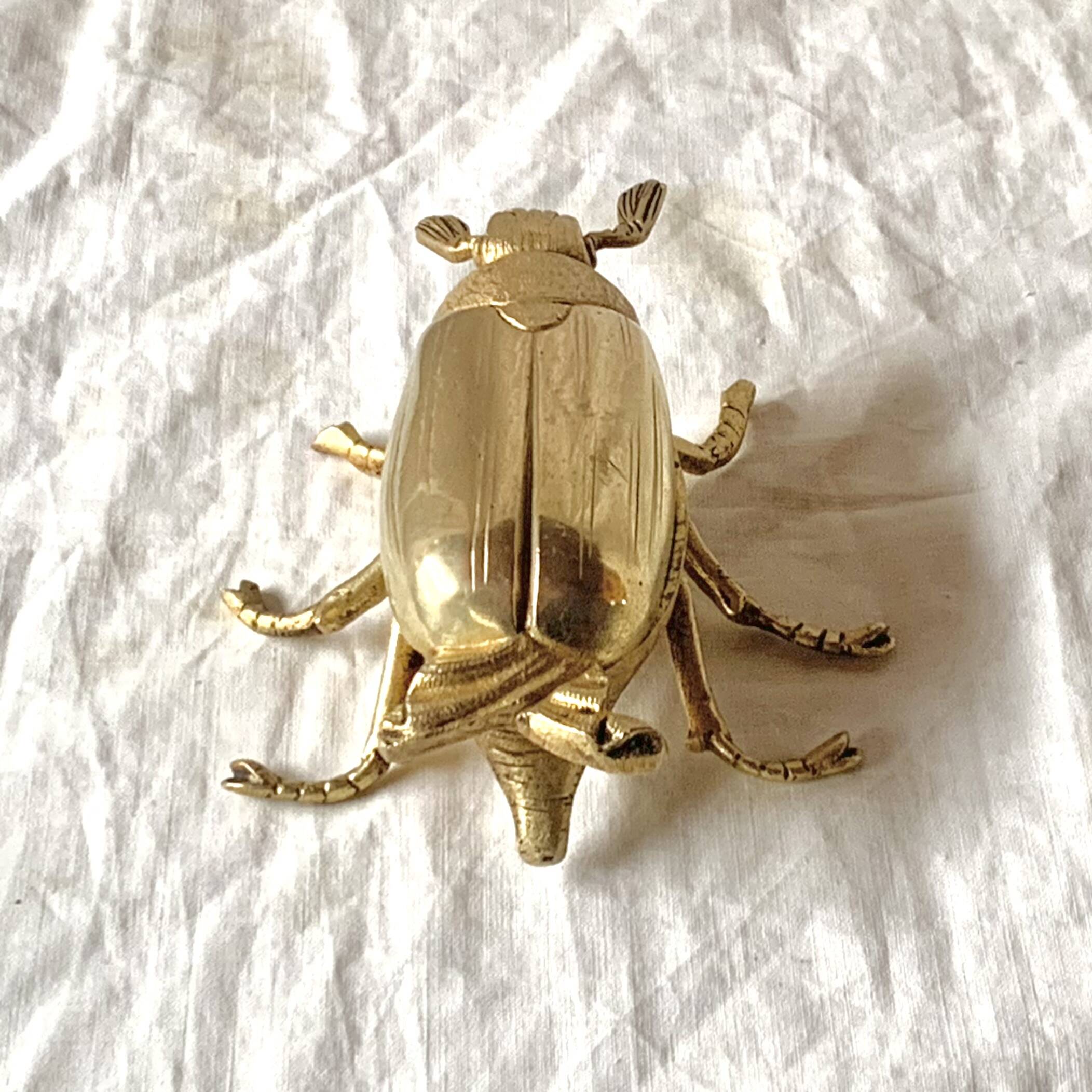 Vintage golden brass scarab