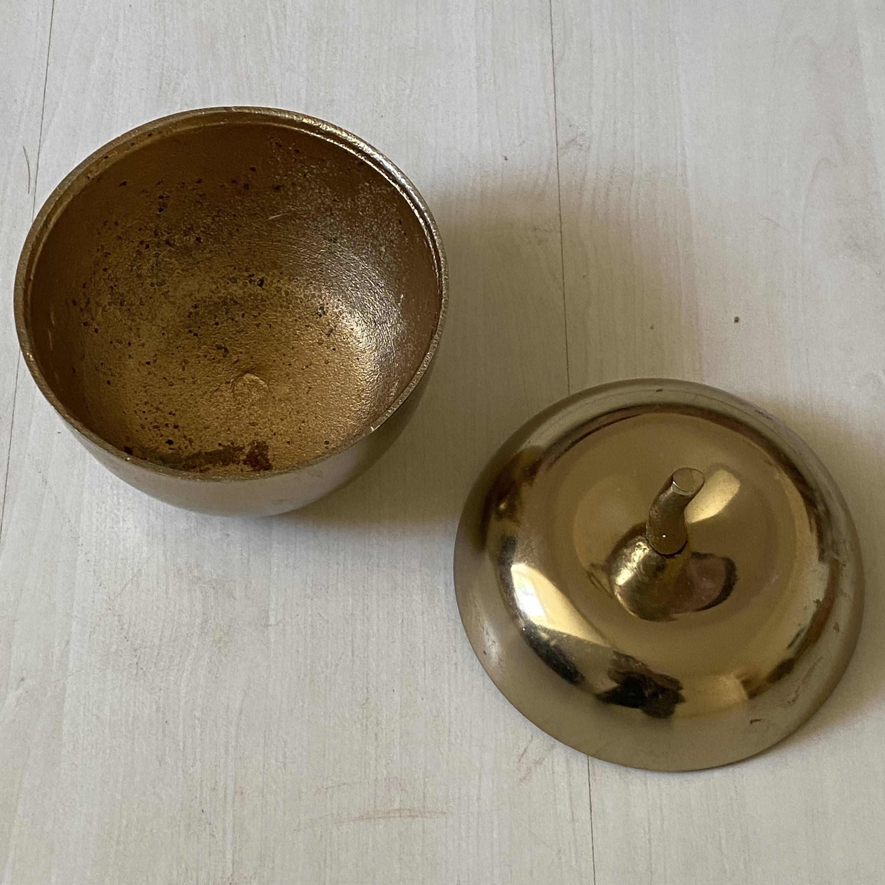Vintage 1970s golden metal apple-shaped box