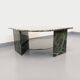 Vintage square coffee table with 2 green marble and smoked glass tops