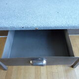 Metal kitchen table with gray speckled enameled top from the 1940s