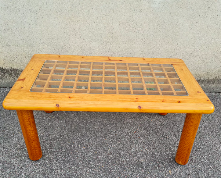Italian pine and glass coffee table