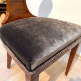 Biedermeier Ballon Chairs, Ash Veneer, Grey Velvet, Vienna, 1900, Set of 4