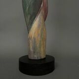 Wooden sculpture by Calin Hentea 20th century woman with bird