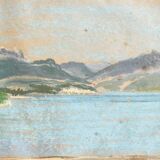 Painting "Mountain Lake", Pastel on paper, framed