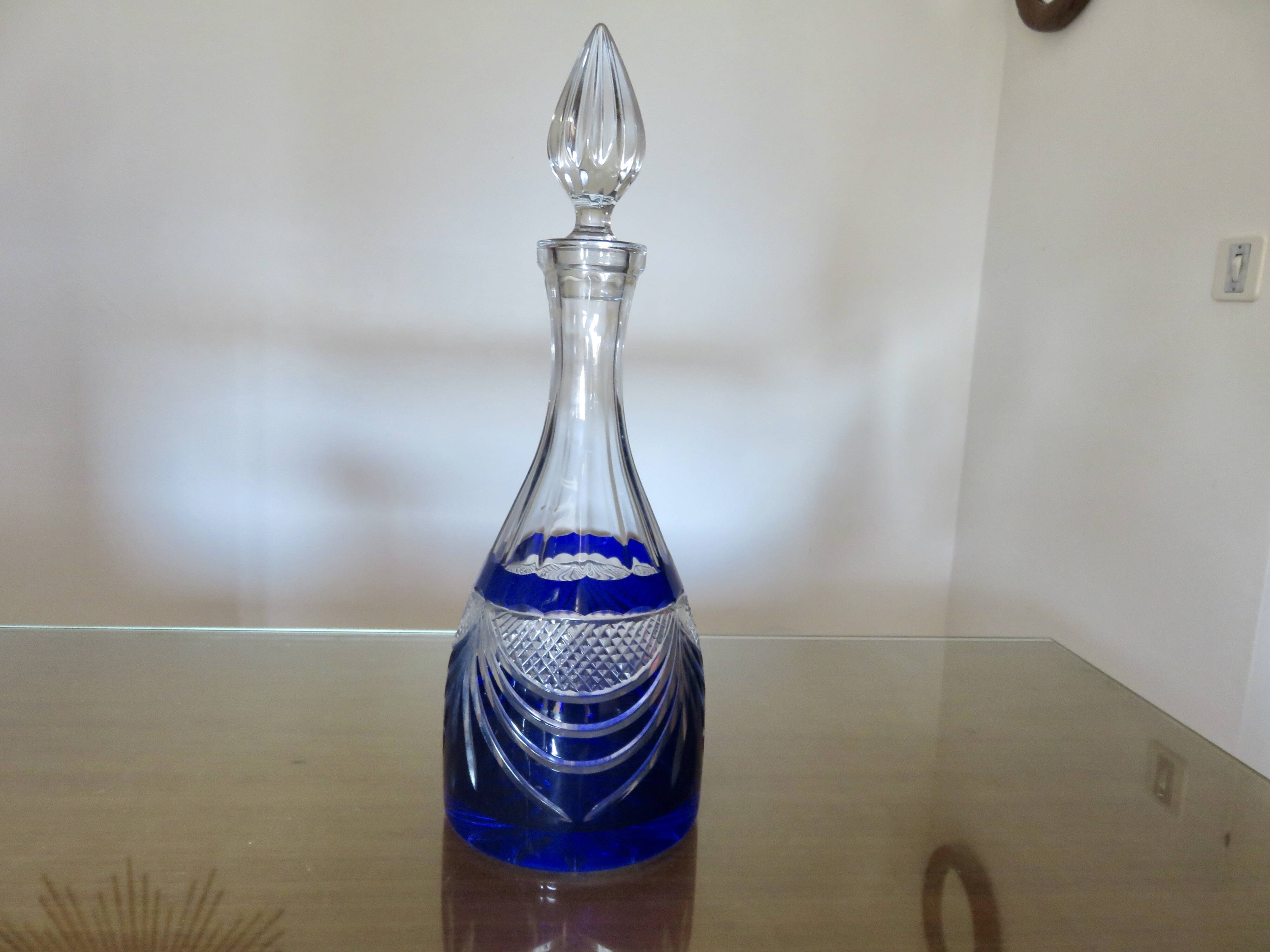 Service cristal couleur "Cristalleries de Lorraine" carafe et 5 verres